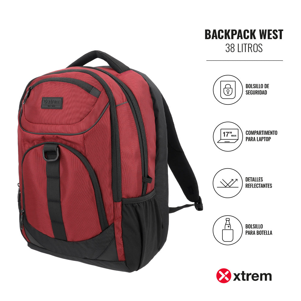 Morral para laptop 17" de hombre West rojo