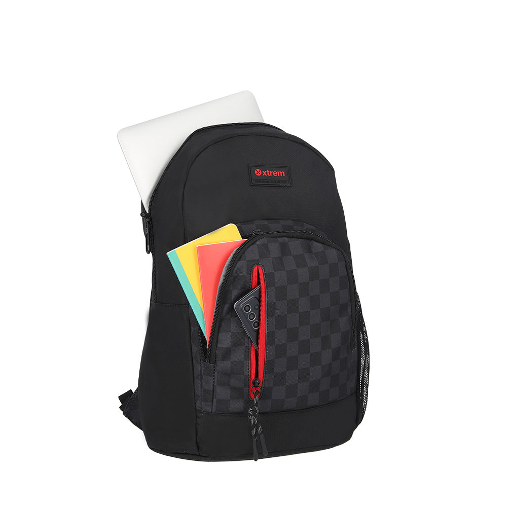 Mochila urbana para hombre Austin negra c/ cuadros